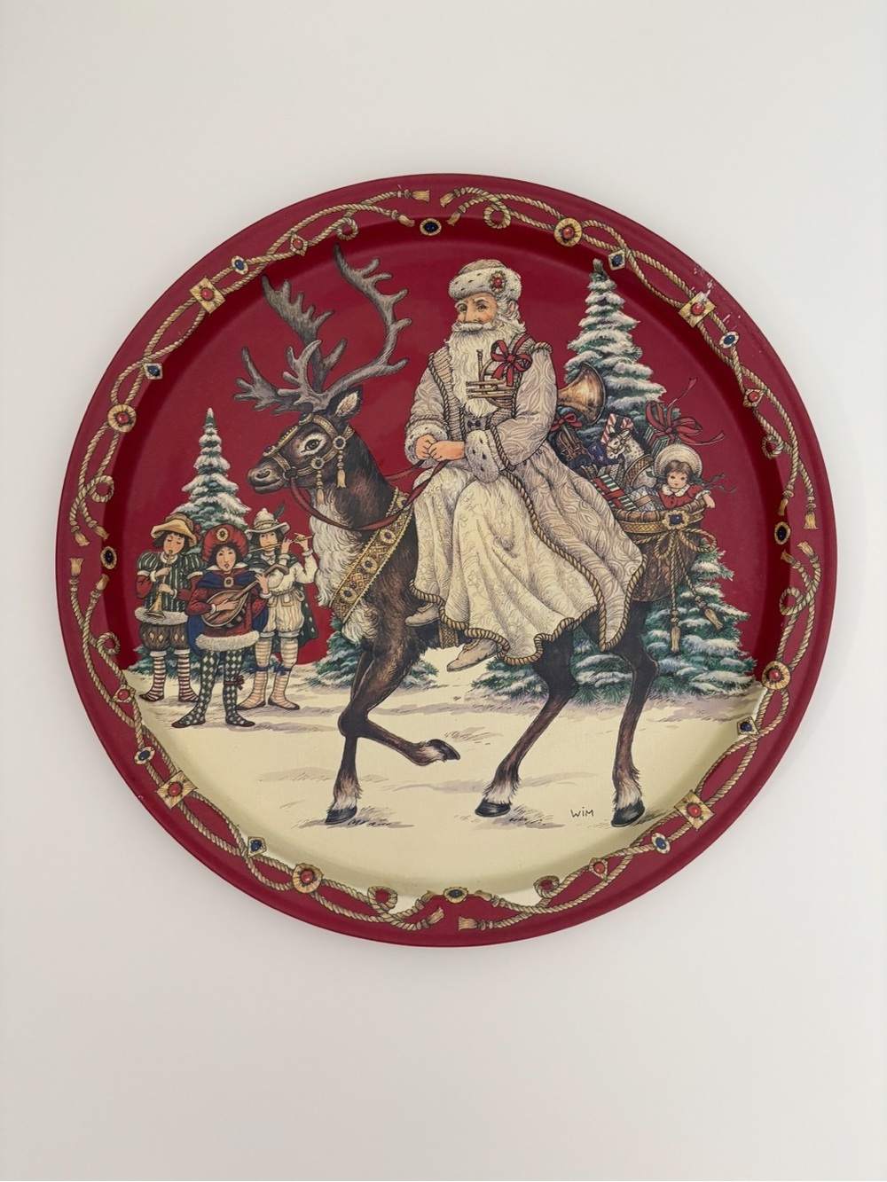 Vintage 1994 Christmas Tray Winter Elegance St Nick Potpourri Wim Schimmer